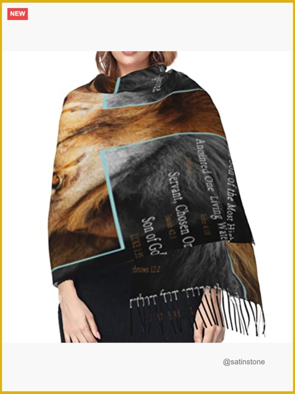 Christian Lion Prayer Religious Pashmina Shawl Wrap Evening Bridesmaid Scarf - Picture 4 of 7